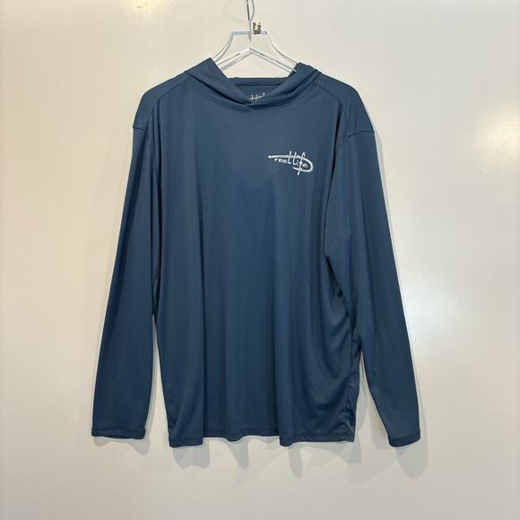 Reel Life Mens Blue Graphic Long Sleeve Hoodie Size XL - Picture 1 of 5